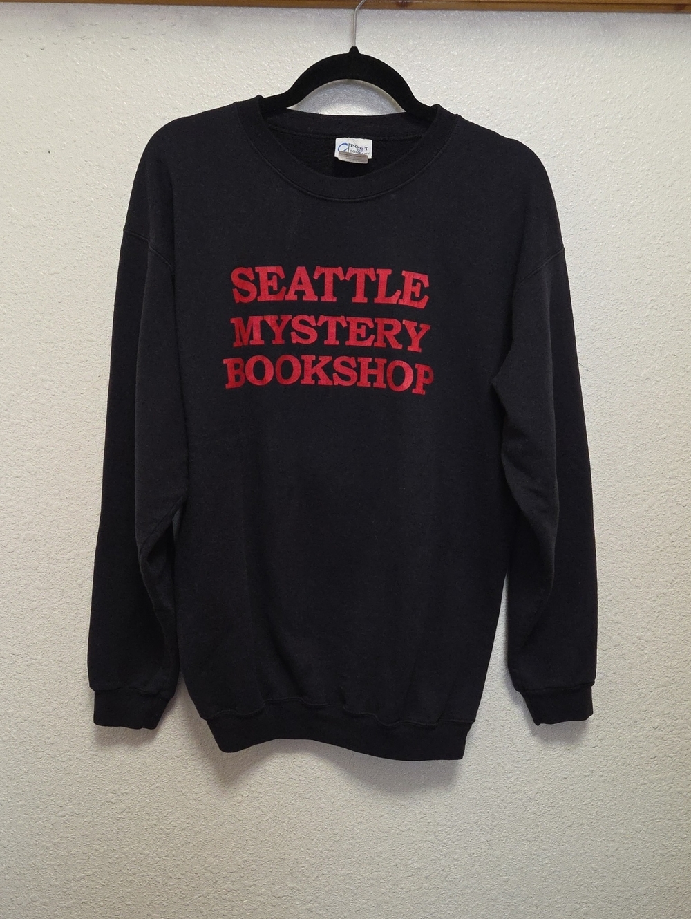 Seattle Mystery Bookshop Black Crewneck Sweatshirt - Red Logo